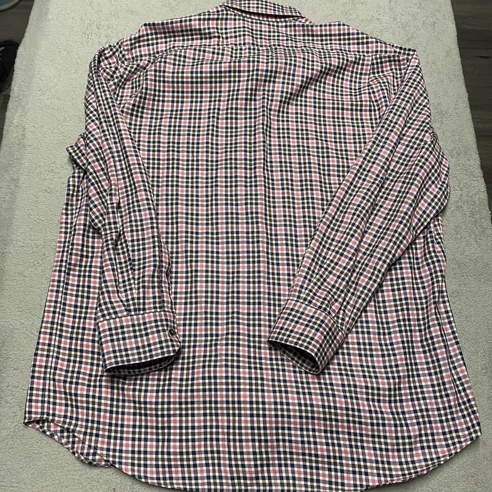 Hagen Carmel Fit Shirt Mens XXL Blue Pink Gingham Check Plaid Cotton Casual Prep - Picture 8 of 8